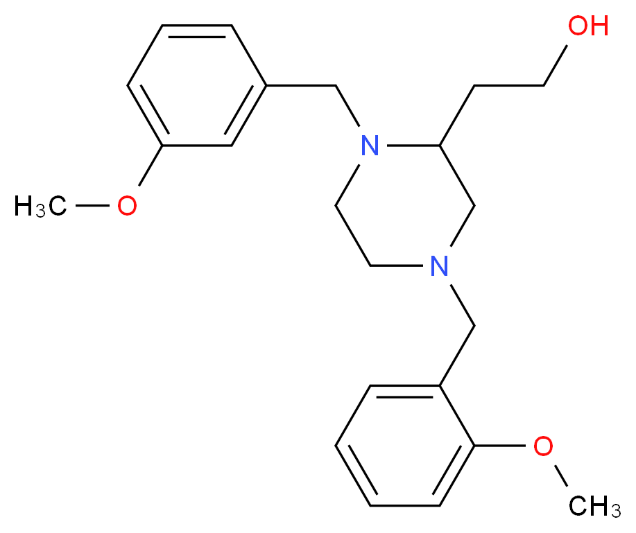 2-[4-(2-methoxybenzyl)-1-(3-methoxybenzyl)-2-piperazinyl]ethanol_分子结构_CAS_)