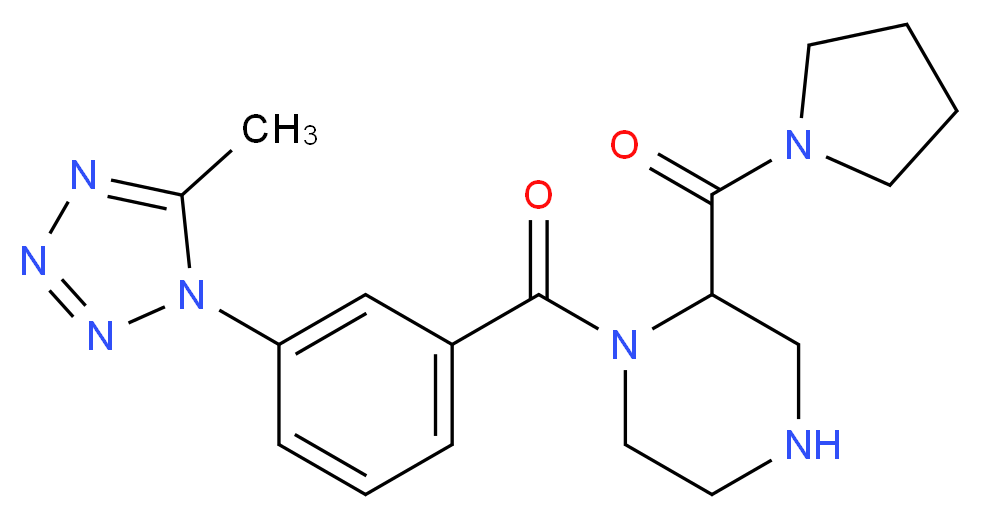 1-[3-(5-methyl-1H-tetrazol-1-yl)benzoyl]-2-(1-pyrrolidinylcarbonyl)piperazine_分子结构_CAS_)