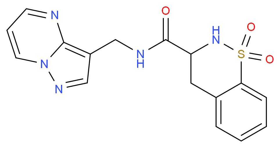 N-(pyrazolo[1,5-a]pyrimidin-3-ylmethyl)-3,4-dihydro-2H-1,2-benzothiazine-3-carboxamide 1,1-dioxide_分子结构_CAS_)