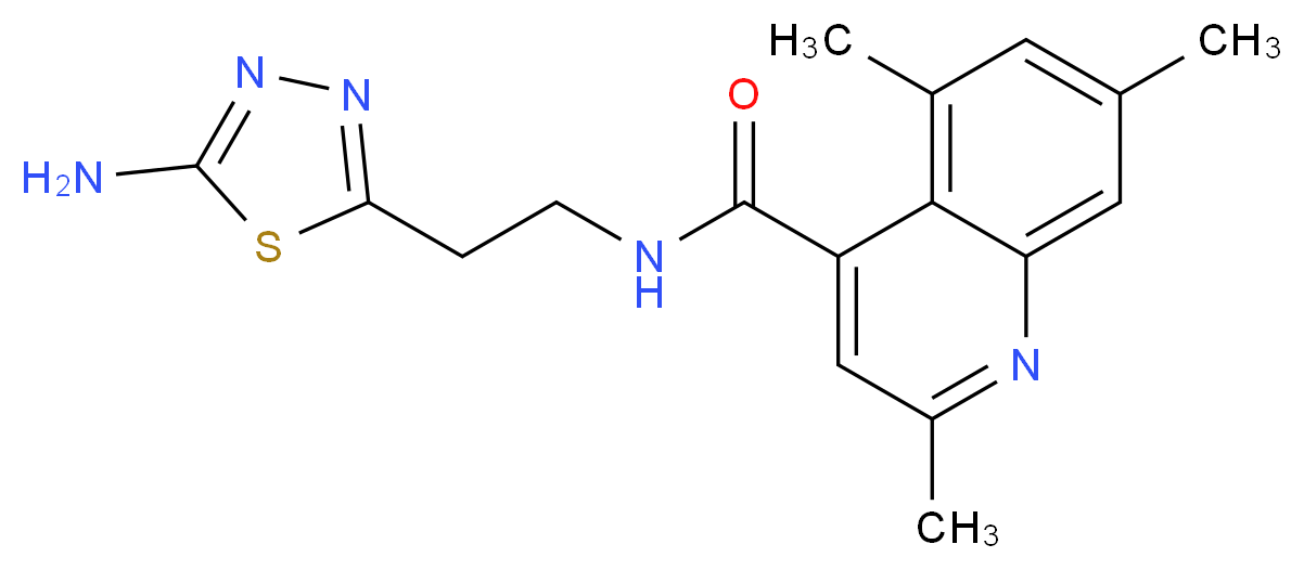 N-[2-(5-amino-1,3,4-thiadiazol-2-yl)ethyl]-2,5,7-trimethylquinoline-4-carboxamide_分子结构_CAS_)