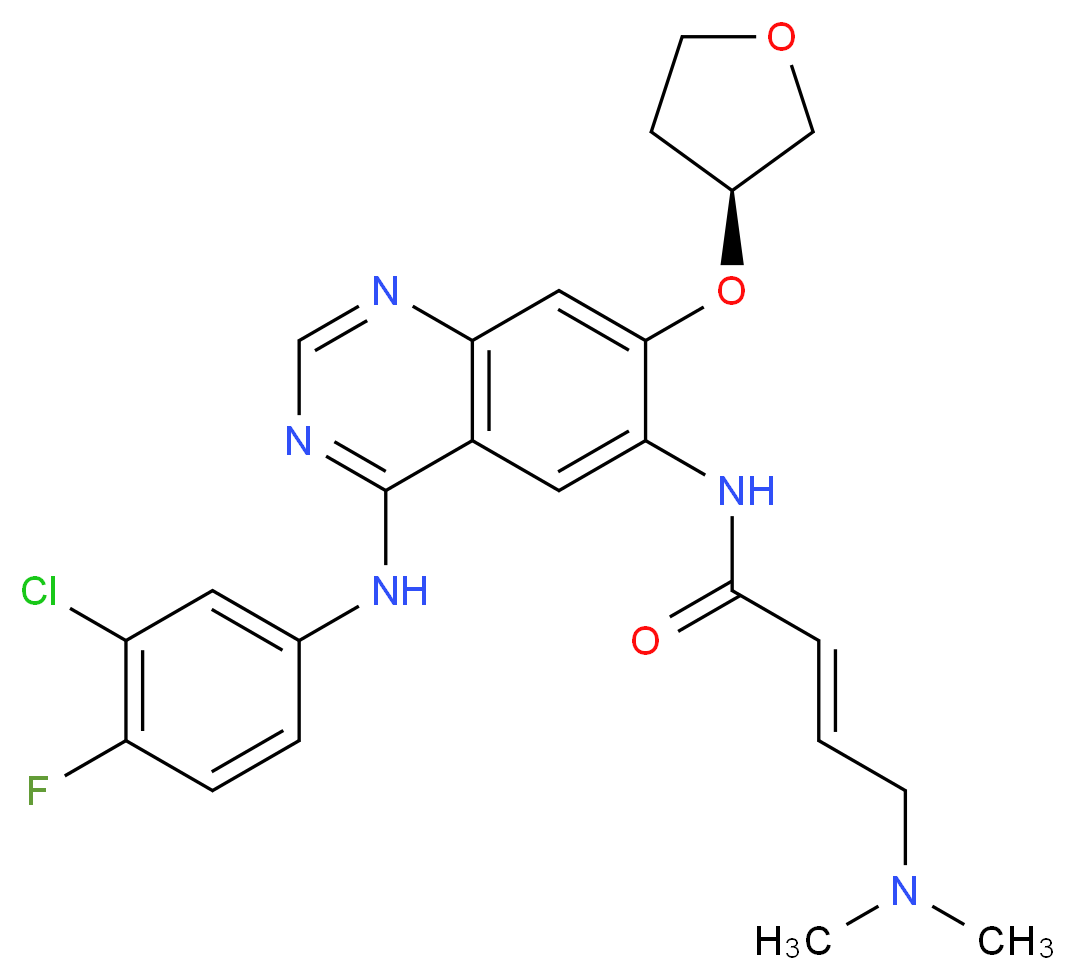 (2E)-N-{4-[(3-chloro-4-fluorophenyl)amino]-7-[(3S)-oxolan-3-yloxy]quinazolin-6-yl}-4-(dimethylamino)but-2-enamide_分子结构_CAS_439081-18-2