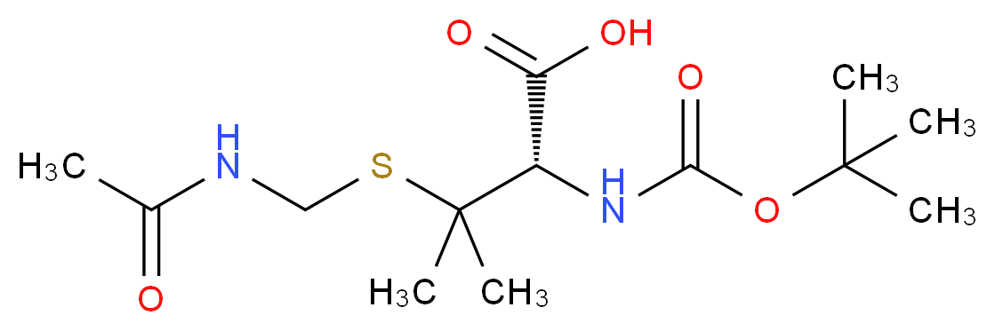 (2S)-2-{[(tert-butoxy)carbonyl]amino}-3-[(acetamidomethyl)sulfanyl]-3-methylbutanoic acid_分子结构_CAS_201421-14-9