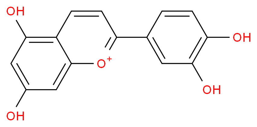 2-(3,4-dihydroxyphenyl)-5,7-dihydroxy-1λ<sup>4</sup>-chromen-1-ylium_分子结构_CAS_1154-78-5