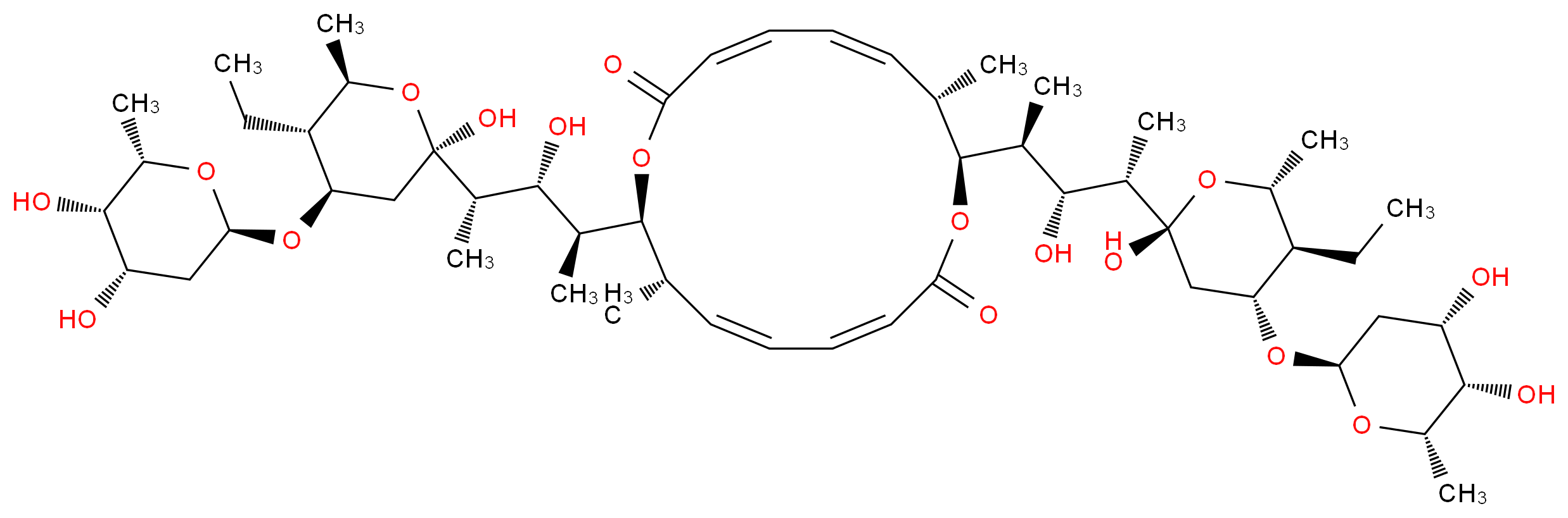 (3E,5E,7S,8S,11E,13E,15S,16S)-8,16-bis[(2S,3R,4S)-4-[(2R,4R,5R,6R)-4-{[(2R,4S,5S,6S)-4,5-dihydroxy-6-methyloxan-2-yl]oxy}-5-ethyl-2-hydroxy-6-methyloxan-2-yl]-3-hydroxypentan-2-yl]-7,15-dimethyl-1,9-dioxacyclohexadeca-3,5,11,13-tetraene-2,10-dione_分子结构_CAS_37318-06-2