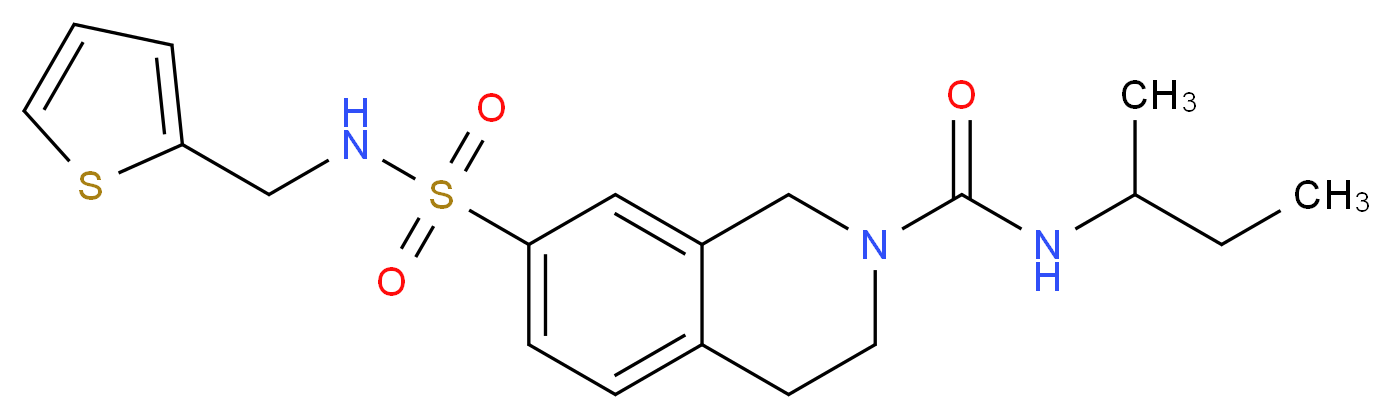 N-(sec-butyl)-7-{[(2-thienylmethyl)amino]sulfonyl}-3,4-dihydroisoquinoline-2(1H)-carboxamide_分子结构_CAS_)
