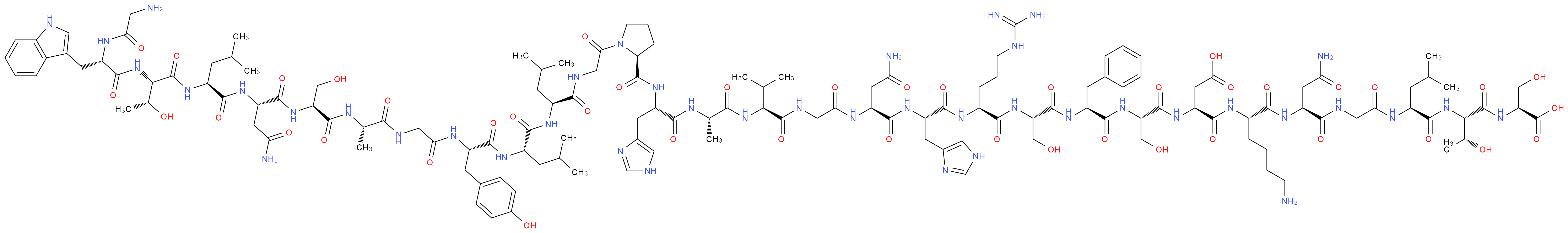 (3S)-3-{[(1S)-5-amino-1-{[(1S)-2-carbamoyl-1-[({[(1S)-1-{[(1S,2R)-1-{[(1S)-1-carboxy-2-hydroxyethyl]carbamoyl}-2-hydroxypropyl]carbamoyl}-3-methylbutyl]carbamoyl}methyl)carbamoyl]ethyl]carbamoyl}pentyl]carbamoyl}-3-[(2S)-2-[(2S)-2-[(2S)-2-[(2S)-2-[(2S)-2-[(2S)-2-{2-[(2S)-2-[(2S)-2-[(2S)-2-{[(2S)-1-{2-[(2S)-2-[(2S)-2-[(2S)-2-{2-[(2S)-2-[(2S)-2-[(2S)-2-[(2S)-2-[(2S,3R)-2-[(2S)-2-(2-aminoacetamido)-3-(1H-indol-3-yl)propanamido]-3-hydroxybutanamido]-4-methylpentanamido]-3-carbamoylpropanamido]-3-hydroxypropanamido]propanamido]acetamido}-3-(4-hydroxyphenyl)propanamido]-4-methylpentanamido]-4-methylpentanamido]acetyl}pyrrolidin-2-yl]formamido}-3-(1H-imidazol-4-yl)propanamido]propanamido]-3-methylbutanamido]acetamido}-3-carbamoylpropanamido]-3-(1H-imidazol-4-yl)propanamido]-5-carbamimidamidopentanamido]-3-hydroxypropanamido]-3-phenylpropanamido]-3-hydroxypropanamido]propanoic acid_分子结构_CAS_119418-04-1