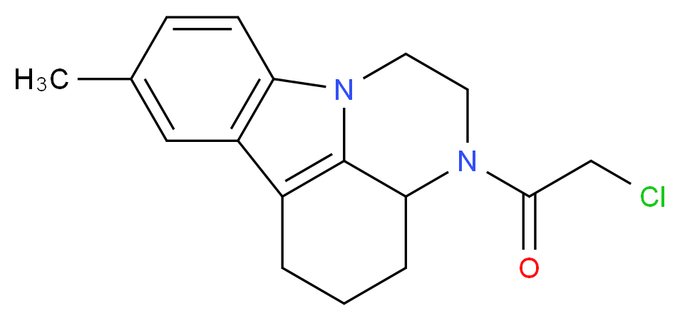 2-chloro-1-{12-methyl-1,4-diazatetracyclo[7.6.1.0^{5,16}.0^{10,15}]hexadeca-9(16),10,12,14-tetraen-4-yl}ethan-1-one_分子结构_CAS_28742-49-6