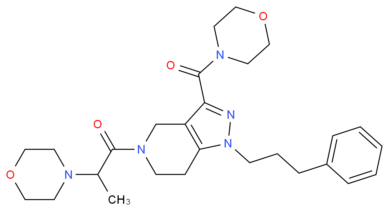 3-(4-morpholinylcarbonyl)-5-[2-(4-morpholinyl)propanoyl]-1-(3-phenylpropyl)-4,5,6,7-tetrahydro-1H-pyrazolo[4,3-c]pyridine_分子结构_CAS_)