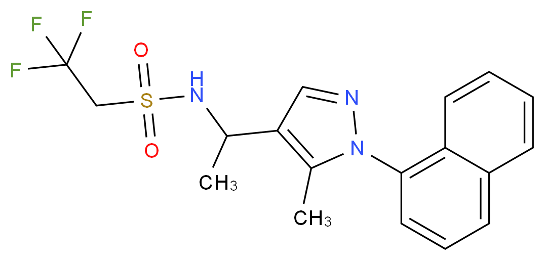 2,2,2-trifluoro-N-{1-[5-methyl-1-(1-naphthyl)-1H-pyrazol-4-yl]ethyl}ethanesulfonamide_分子结构_CAS_)