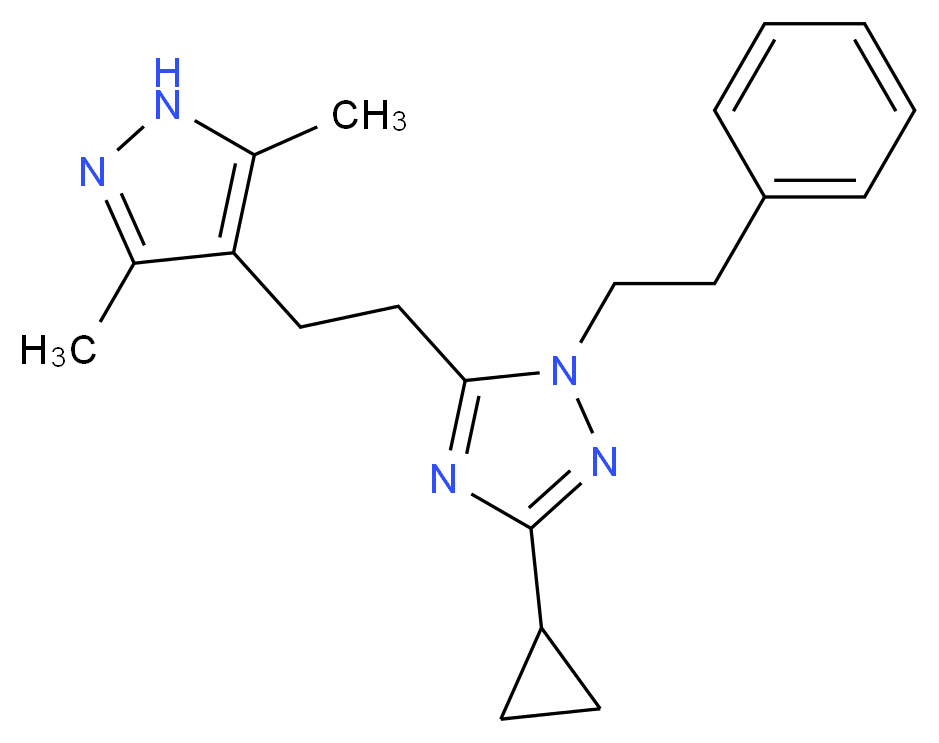 3-cyclopropyl-5-[2-(3,5-dimethyl-1H-pyrazol-4-yl)ethyl]-1-(2-phenylethyl)-1H-1,2,4-triazole_分子结构_CAS_)