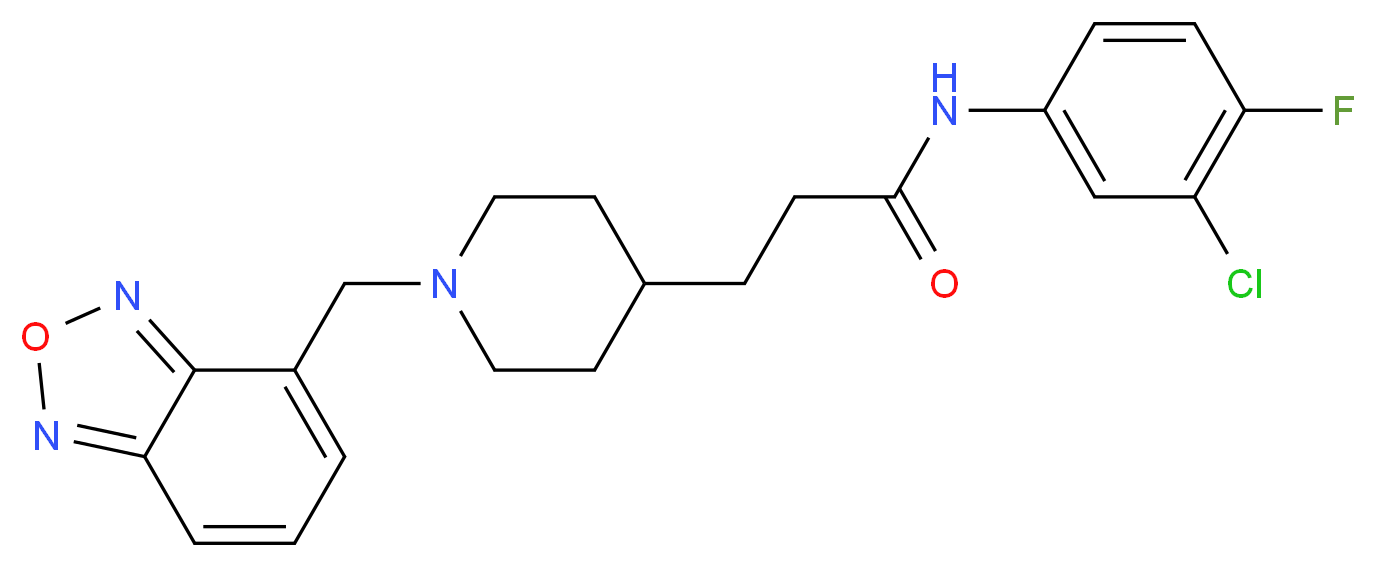 3-[1-(2,1,3-benzoxadiazol-4-ylmethyl)-4-piperidinyl]-N-(3-chloro-4-fluorophenyl)propanamide_分子结构_CAS_)