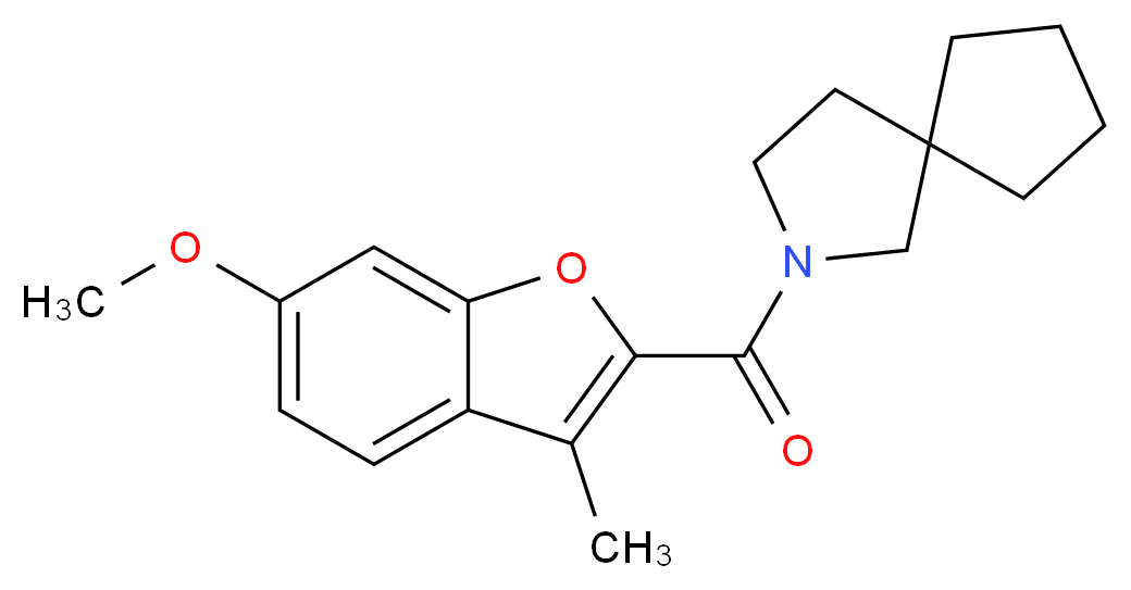 2-[(6-methoxy-3-methyl-1-benzofuran-2-yl)carbonyl]-2-azaspiro[4.4]nonane_分子结构_CAS_)