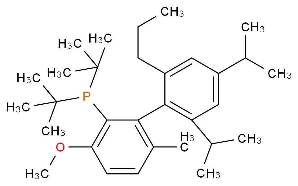 {2-[2,4-bis(propan-2-yl)-6-propylphenyl]-6-methoxy-3-methylphenyl}di-tert-butyl)phosphane_分子结构_CAS_1262046-34-3