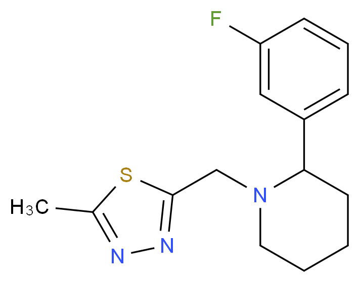2-(3-fluorophenyl)-1-[(5-methyl-1,3,4-thiadiazol-2-yl)methyl]piperidine_分子结构_CAS_)