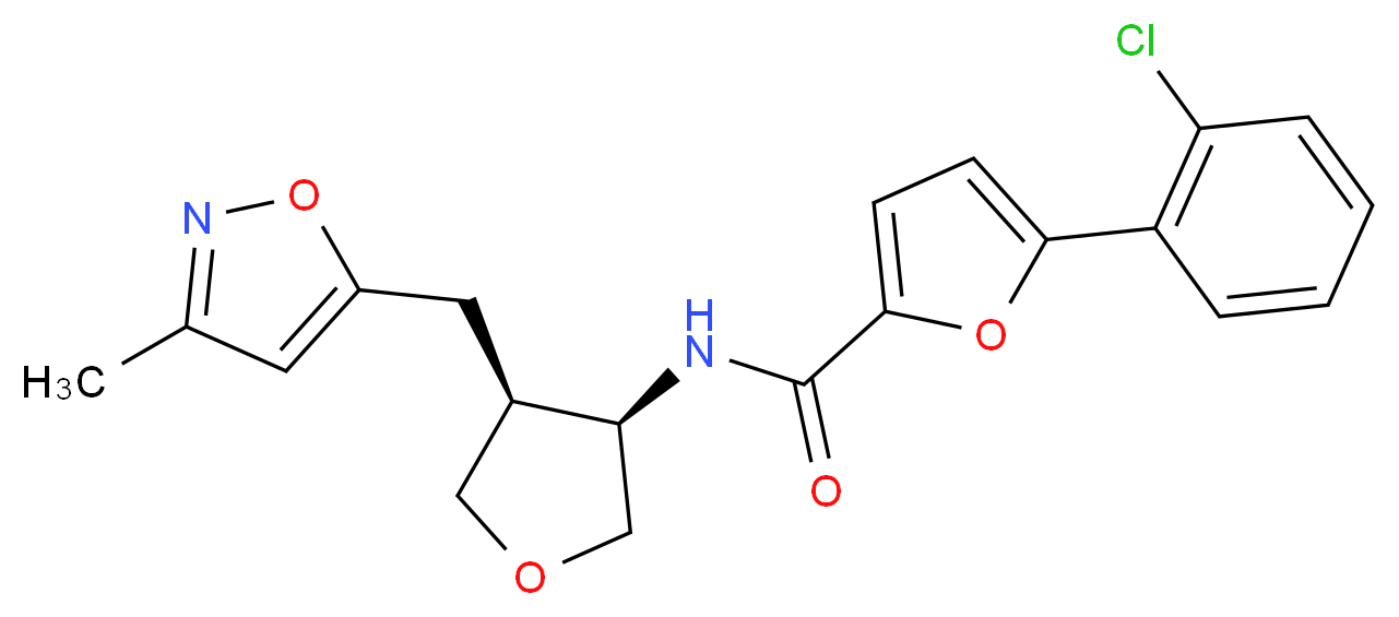 5-(2-chlorophenyl)-N-{(3R*,4S*)-4-[(3-methyl-5-isoxazolyl)methyl]tetrahydro-3-furanyl}-2-furamide_分子结构_CAS_)