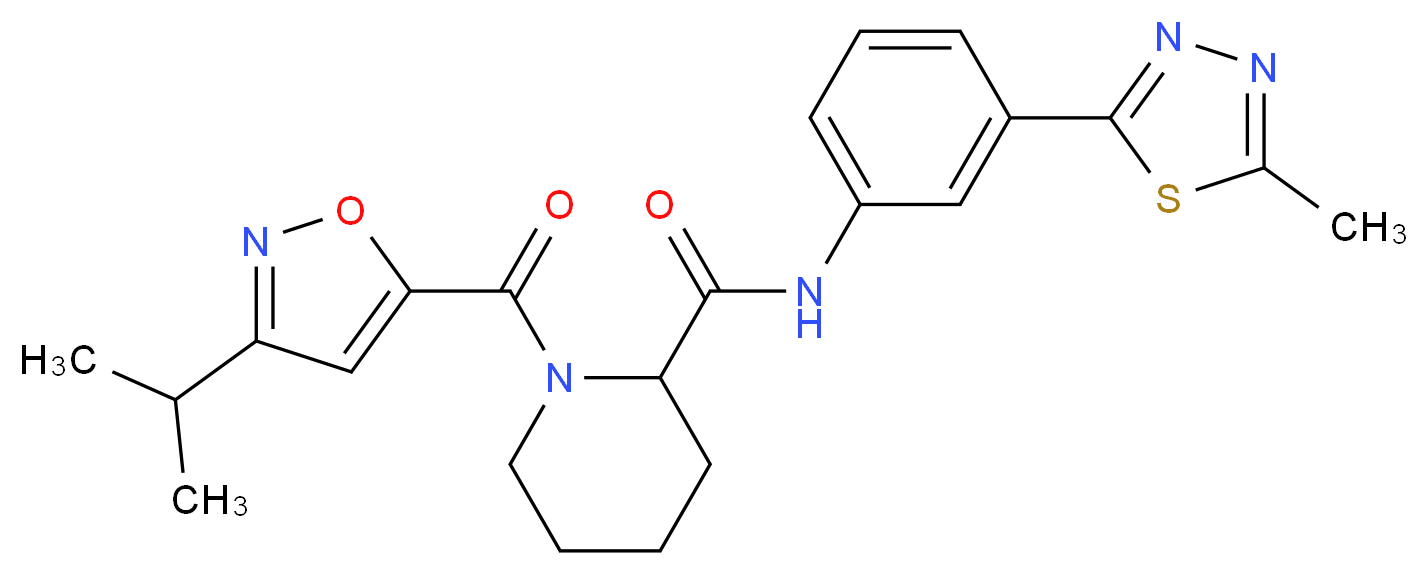 1-[(3-isopropyl-5-isoxazolyl)carbonyl]-N-[3-(5-methyl-1,3,4-thiadiazol-2-yl)phenyl]-2-piperidinecarboxamide_分子结构_CAS_)