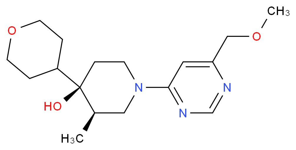 (3R*,4R*)-1-[6-(methoxymethyl)-4-pyrimidinyl]-3-methyl-4-(tetrahydro-2H-pyran-4-yl)-4-piperidinol_分子结构_CAS_)