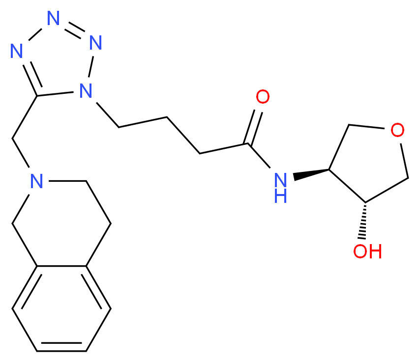 4-[5-(3,4-dihydroisoquinolin-2(1H)-ylmethyl)-1H-tetrazol-1-yl]-N-[(3S*,4R*)-4-hydroxytetrahydrofuran-3-yl]butanamide_分子结构_CAS_)