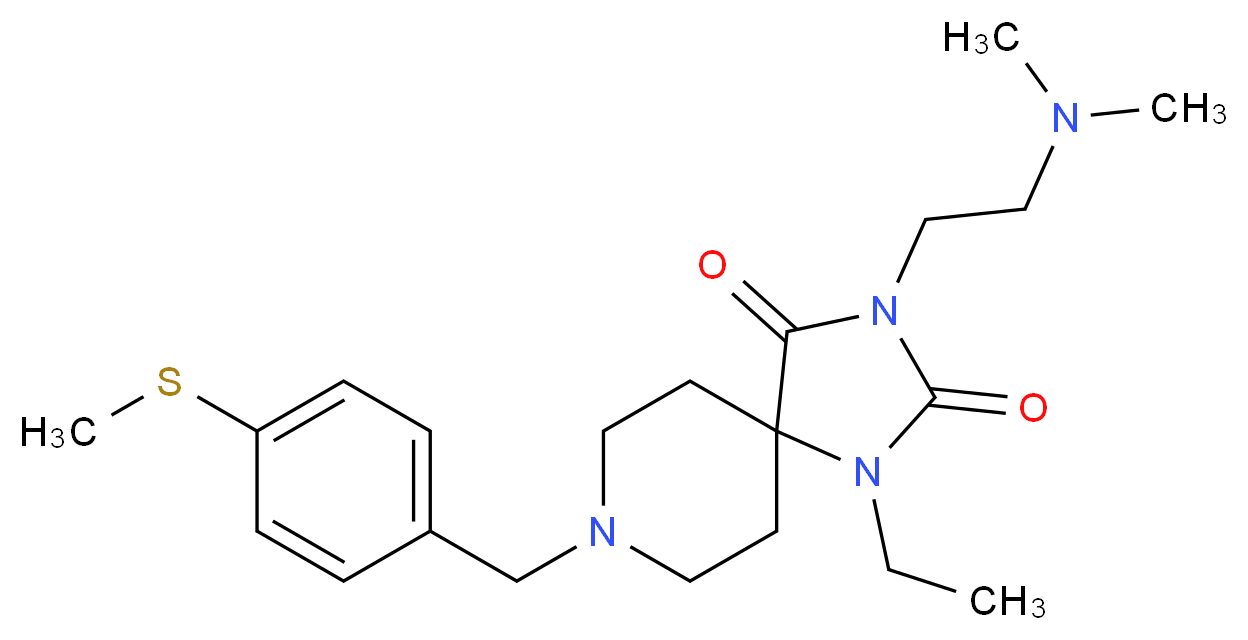 3-[2-(dimethylamino)ethyl]-1-ethyl-8-[4-(methylthio)benzyl]-1,3,8-triazaspiro[4.5]decane-2,4-dione_分子结构_CAS_)