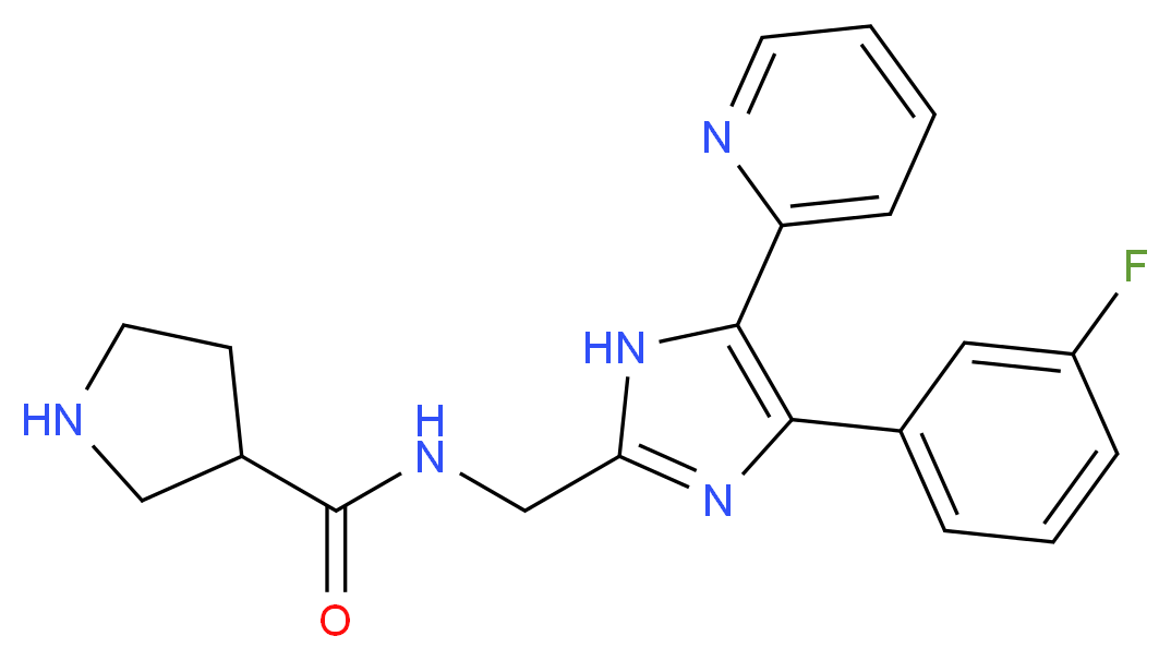 N-{[4-(3-fluorophenyl)-5-pyridin-2-yl-1H-imidazol-2-yl]methyl}pyrrolidine-3-carboxamide_分子结构_CAS_)
