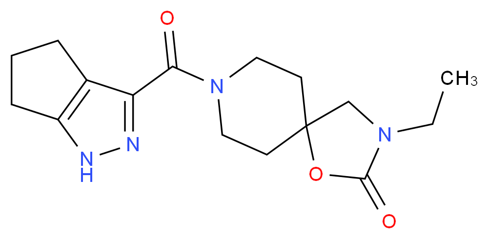 3-ethyl-8-(1,4,5,6-tetrahydrocyclopenta[c]pyrazol-3-ylcarbonyl)-1-oxa-3,8-diazaspiro[4.5]decan-2-one_分子结构_CAS_)