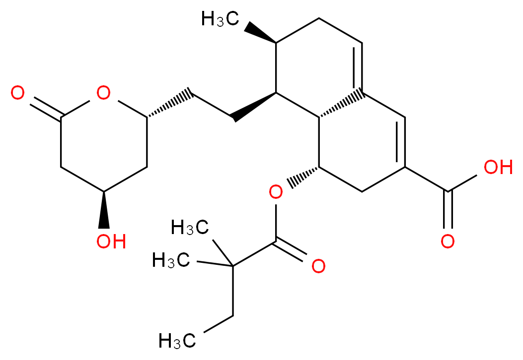 (4S,4aR,5S,6S)-4-[(2,2-dimethylbutanoyl)oxy]-5-{2-[(2R,4R)-4-hydroxy-6-oxooxan-2-yl]ethyl}-6-methyl-3,4,4a,5,6,7-hexahydronaphthalene-2-carboxylic acid_分子结构_CAS_125206-31-7