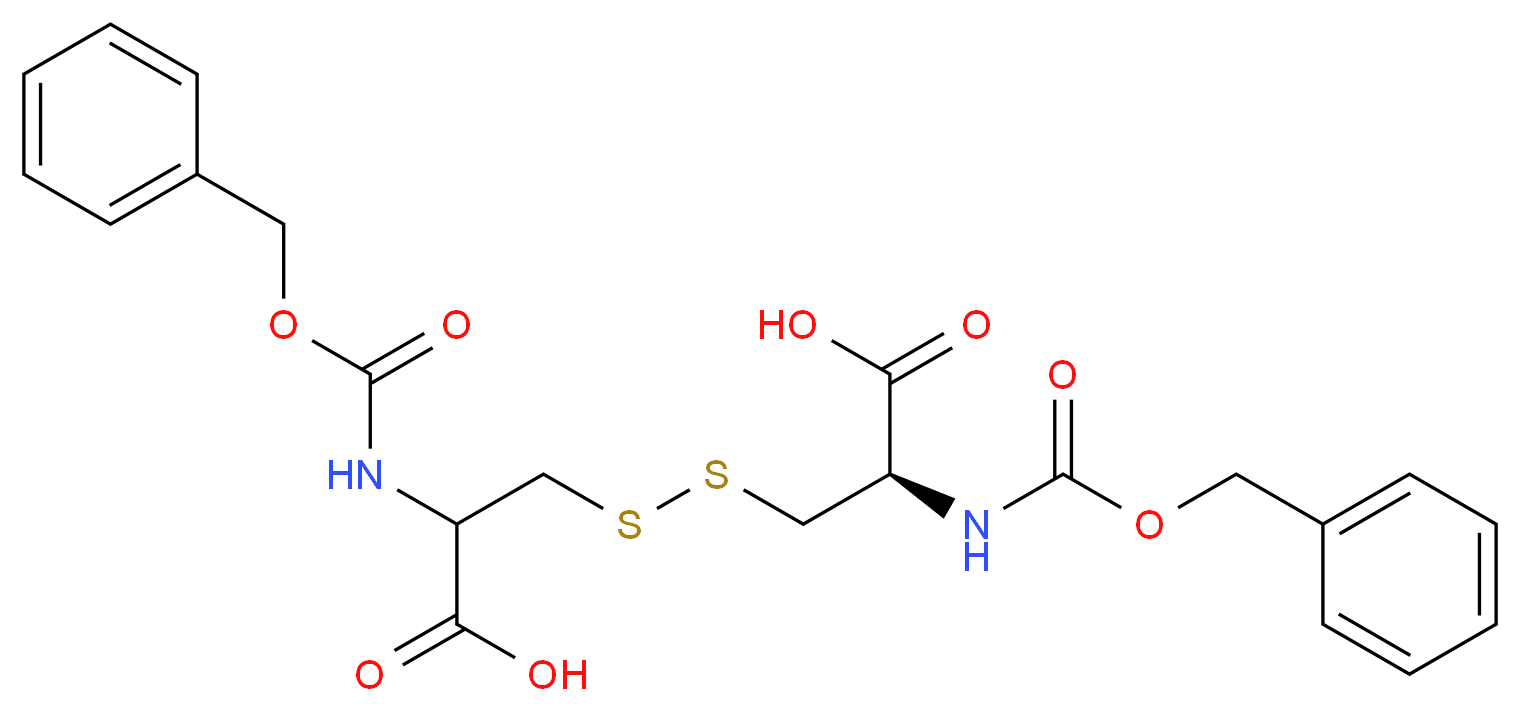 2-{[(benzyloxy)carbonyl]amino}-3-{[(2R)-2-{[(benzyloxy)carbonyl]amino}-2-carboxyethyl]disulfanyl}propanoic acid_分子结构_CAS_6968-11-2