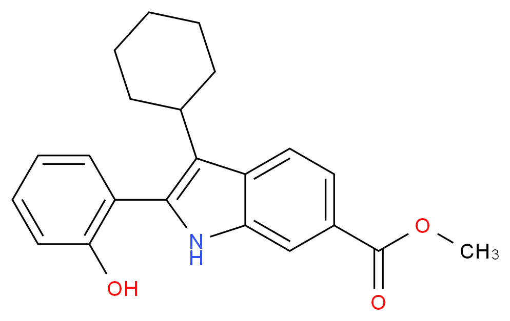 methyl 3-cyclohexyl-2-(2-hydroxyphenyl)-1H-indole-6-carboxylate_分子结构_CAS_863578-50-1)