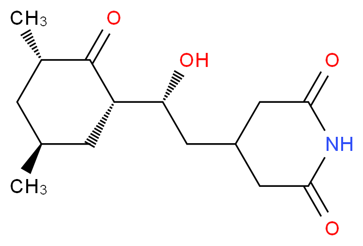 4-[(2R)-2-[(1S,3S,5S)-3,5-dimethyl-2-oxocyclohexyl]-2-hydroxyethyl]piperidine-2,6-dione_分子结构_CAS_66-81-9
