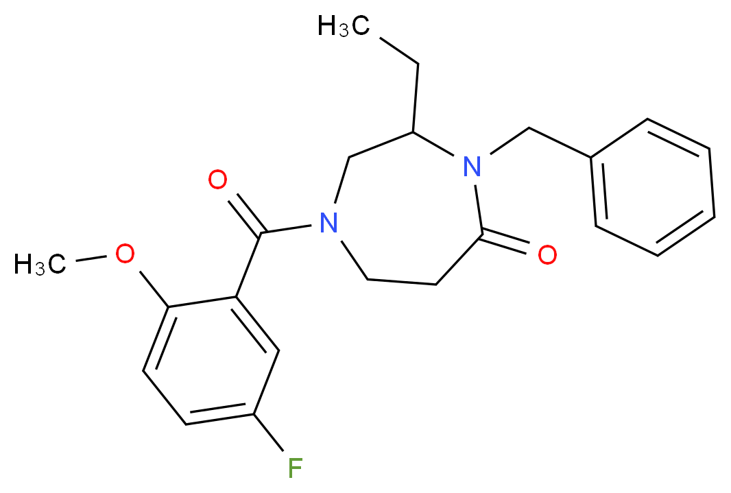4-benzyl-3-ethyl-1-(5-fluoro-2-methoxybenzoyl)-1,4-diazepan-5-one_分子结构_CAS_)