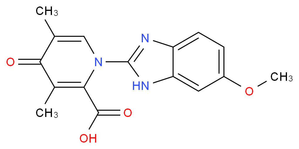 1-(6-methoxy-1H-1,3-benzodiazol-2-yl)-3,5-dimethyl-4-oxo-1,4-dihydropyridine-2-carboxylic acid_分子结构_CAS_1227380-90-6