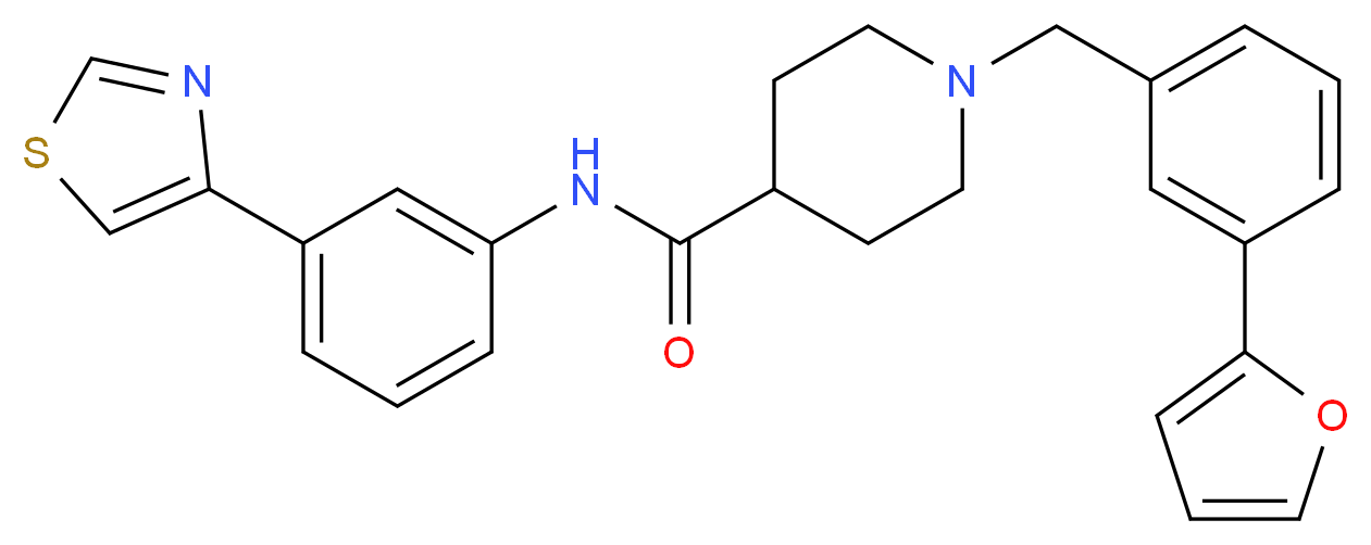1-[3-(2-furyl)benzyl]-N-[3-(1,3-thiazol-4-yl)phenyl]-4-piperidinecarboxamide_分子结构_CAS_)