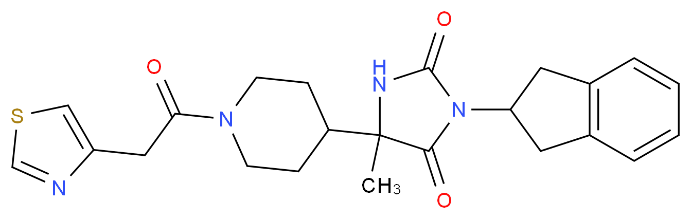 3-(2,3-dihydro-1H-inden-2-yl)-5-methyl-5-[1-(1,3-thiazol-4-ylacetyl)-4-piperidinyl]-2,4-imidazolidinedione_分子结构_CAS_)