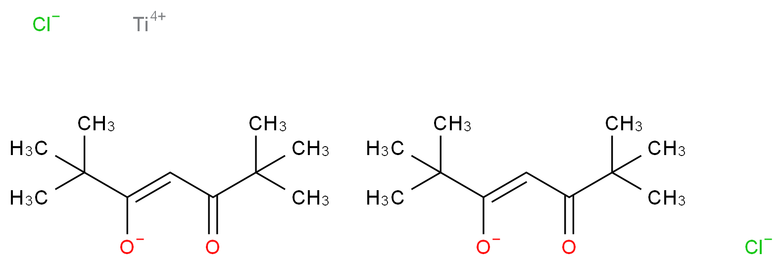 titanium(4+) ion bis((3Z)-2,2,6,6-tetramethyl-5-oxohept-3-en-3-olate) dichloride_分子结构_CAS_53293-32-6
