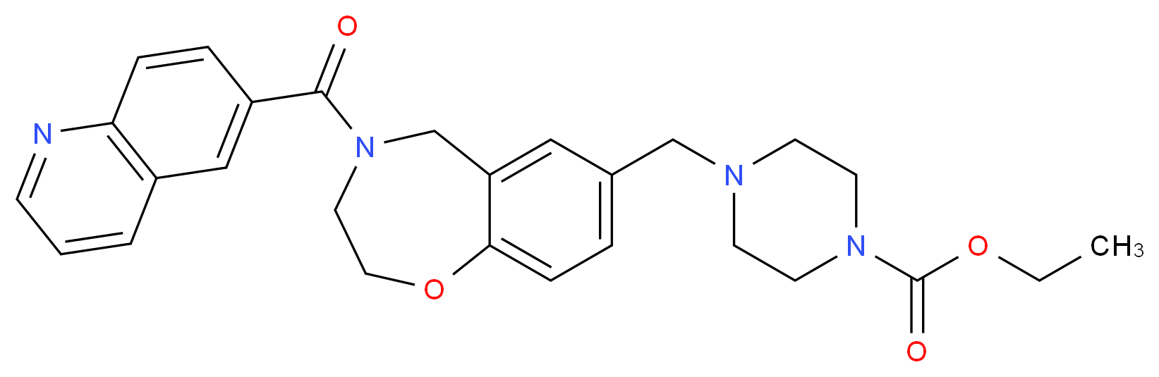 ethyl 4-{[4-(6-quinolinylcarbonyl)-2,3,4,5-tetrahydro-1,4-benzoxazepin-7-yl]methyl}-1-piperazinecarboxylate_分子结构_CAS_)