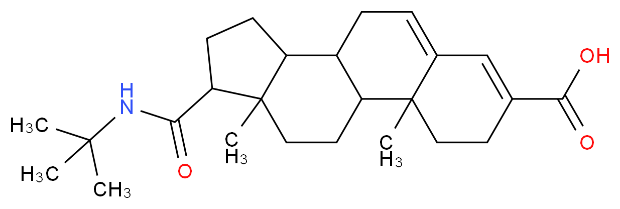 14-(tert-butylcarbamoyl)-2,15-dimethyltetracyclo[8.7.0.0<sup>2</sup>,<sup>7</sup>.0<sup>1</sup><sup>1</sup>,<sup>1</sup><sup>5</sup>]heptadeca-5,7-diene-5-carboxylic acid_分子结构_CAS_119169-78-7