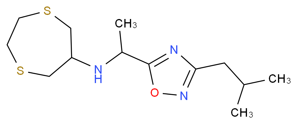 1,4-dithiepan-6-yl[1-(3-isobutyl-1,2,4-oxadiazol-5-yl)ethyl]amine_分子结构_CAS_)