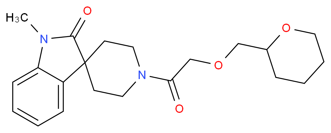 1-methyl-1'-[(tetrahydro-2H-pyran-2-ylmethoxy)acetyl]spiro[indole-3,4'-piperidin]-2(1H)-one_分子结构_CAS_)