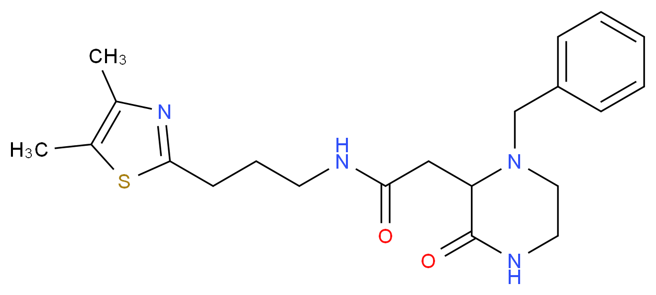 2-(1-benzyl-3-oxopiperazin-2-yl)-N-[3-(4,5-dimethyl-1,3-thiazol-2-yl)propyl]acetamide_分子结构_CAS_)