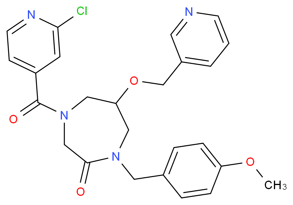 4-(2-chloroisonicotinoyl)-1-(4-methoxybenzyl)-6-(3-pyridinylmethoxy)-1,4-diazepan-2-one_分子结构_CAS_)
