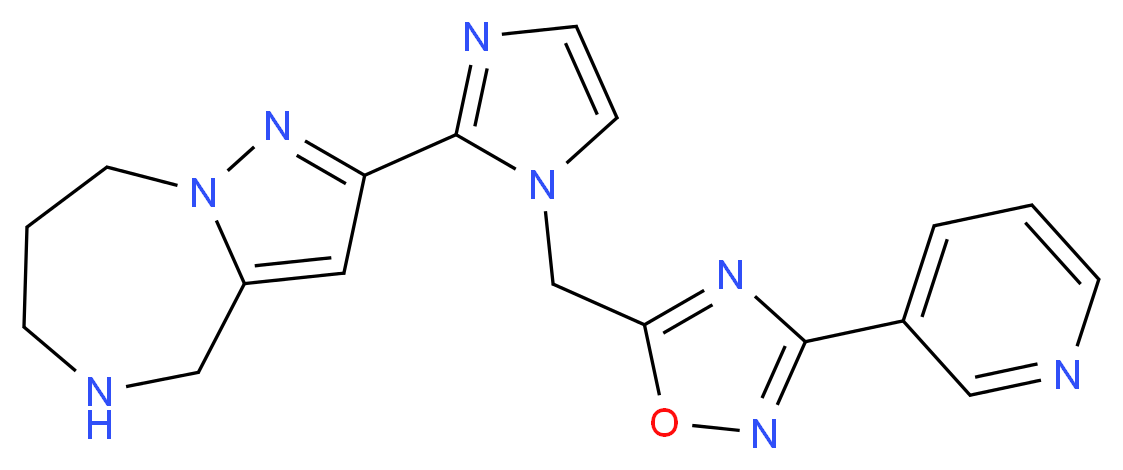 2-(1-{[3-(3-pyridinyl)-1,2,4-oxadiazol-5-yl]methyl}-1H-imidazol-2-yl)-5,6,7,8-tetrahydro-4H-pyrazolo[1,5-a][1,4]diazepine_分子结构_CAS_)