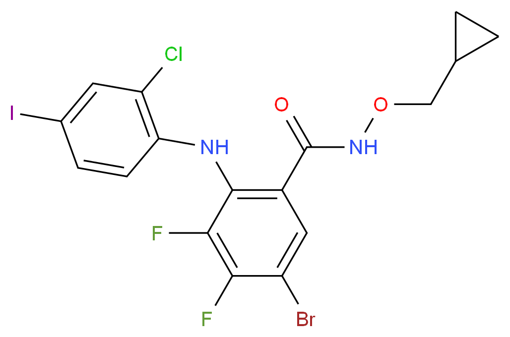 5-bromo-2-[(2-chloro-4-iodophenyl)amino]-N-(cyclopropylmethoxy)-3,4-difluorobenzamide_分子结构_CAS_212631-67-9