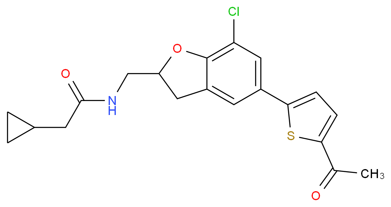 N-{[5-(5-acetyl-2-thienyl)-7-chloro-2,3-dihydro-1-benzofuran-2-yl]methyl}-2-cyclopropylacetamide_分子结构_CAS_)