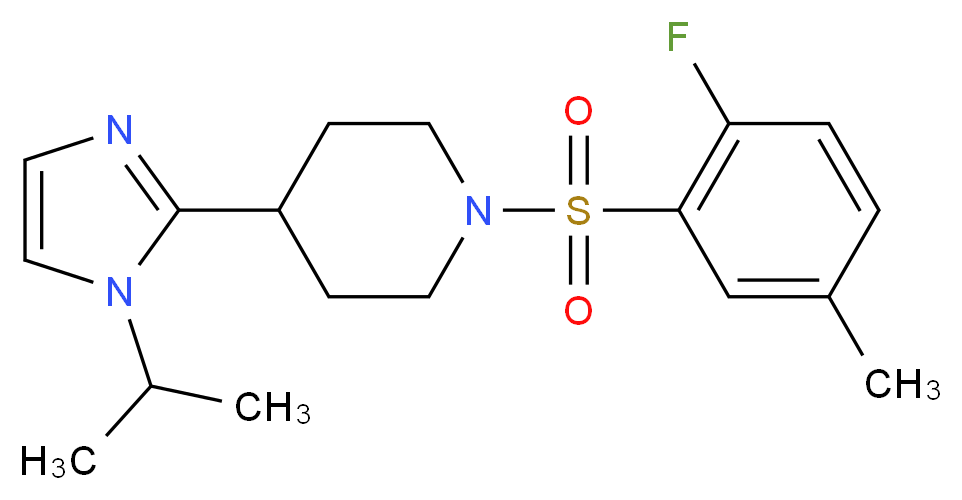 1-[(2-fluoro-5-methylphenyl)sulfonyl]-4-(1-isopropyl-1H-imidazol-2-yl)piperidine_分子结构_CAS_)
