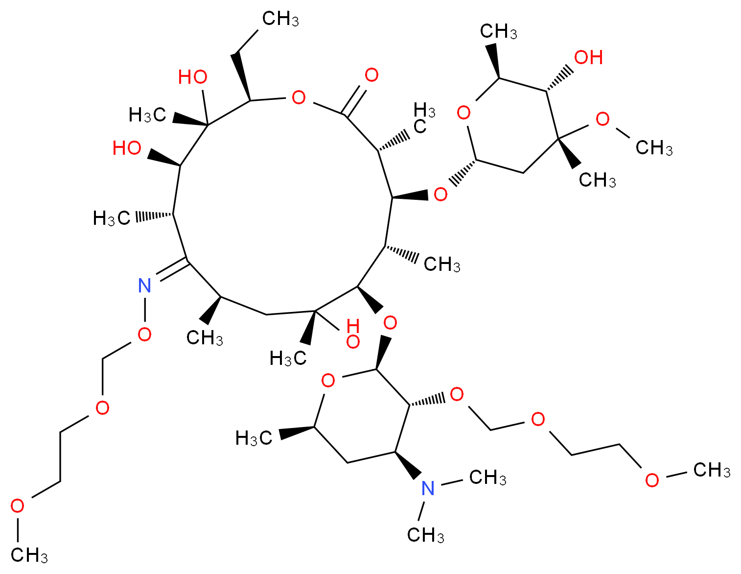 (3R,4S,5S,6R,7R,9R,10E,11S,12R,13S,14R)-6-{[(2S,3R,4S,6R)-4-(dimethylamino)-3-[(2-methoxyethoxy)methoxy]-6-methyloxan-2-yl]oxy}-14-ethyl-7,12,13-trihydroxy-4-{[(2R,4R,5S,6S)-5-hydroxy-4-methoxy-4,6-dimethyloxan-2-yl]oxy}-3,5,7,9,11,13-hexamethyl-10-(2,4,7-trioxa-1-azaoctan-1-ylidene)-1-oxacyclotetradecan-2-one_分子结构_CAS_425365-66-8