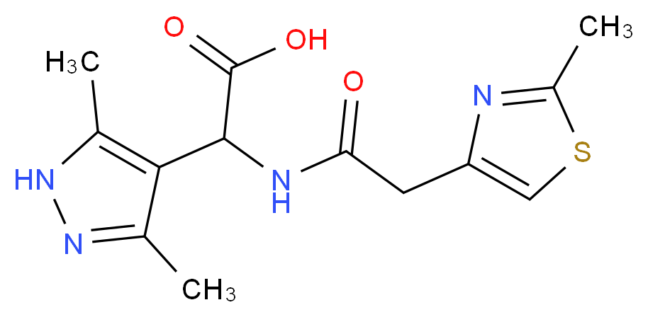 (3,5-dimethyl-1H-pyrazol-4-yl){[(2-methyl-1,3-thiazol-4-yl)acetyl]amino}acetic acid_分子结构_CAS_)