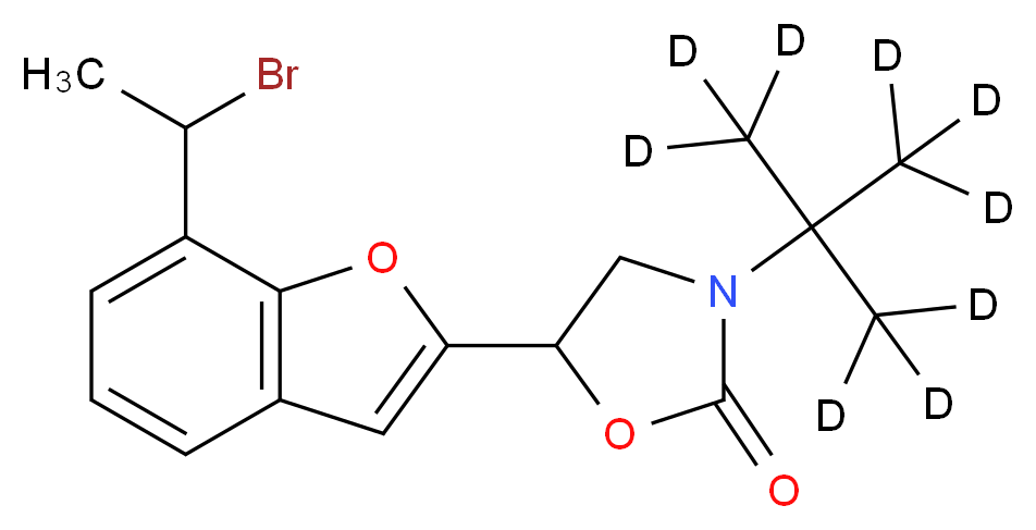 5-[7-(1-bromoethyl)-1-benzofuran-2-yl]-3-[2-(<sup>2</sup>H<sub>3</sub>)methyl(<sup>2</sup>H<sub>6</sub>)propan-2-yl]-1,3-oxazolidin-2-one_分子结构_CAS_1185084-36-9