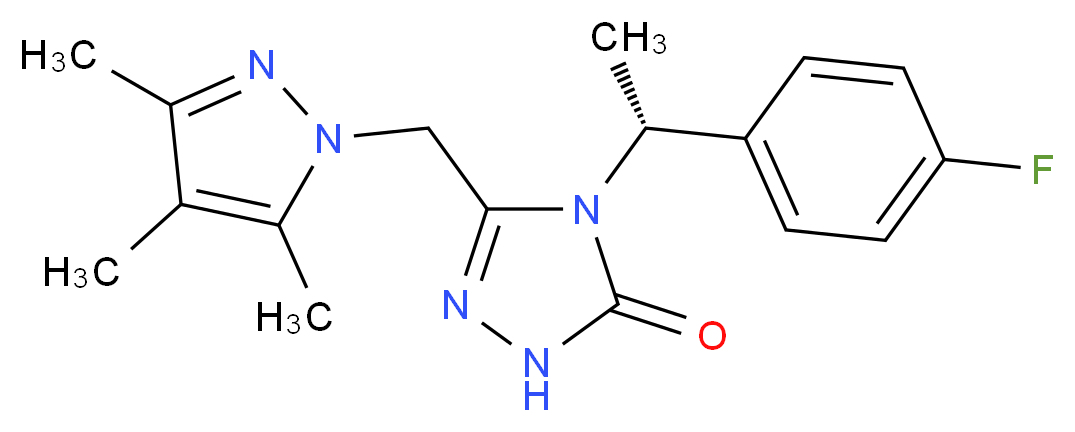 4-[(1R)-1-(4-fluorophenyl)ethyl]-5-[(3,4,5-trimethyl-1H-pyrazol-1-yl)methyl]-2,4-dihydro-3H-1,2,4-triazol-3-one_分子结构_CAS_)
