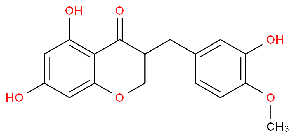 5,7-dihydroxy-3-[(3-hydroxy-4-methoxyphenyl)methyl]-3,4-dihydro-2H-1-benzopyran-4-one_分子结构_CAS_107585-75-1