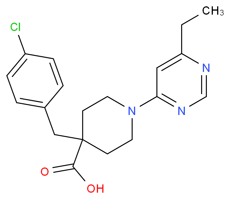4-(4-chlorobenzyl)-1-(6-ethylpyrimidin-4-yl)piperidine-4-carboxylic acid_分子结构_CAS_)
